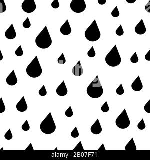 La pluie vectorielle noire et blanche diminue le motif sans couture. Raindrop dans l'illustration de style momochrome Illustration de Vecteur