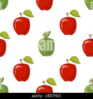 Motif transparent pour les pommes vectorielles rouge et vert. Illustration du fond des fruits Illustration de Vecteur