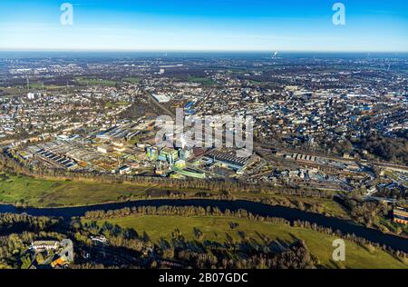 Luftbild, Fluss Ruhr, Ruhrschleife, Wasserbecken Der Wasserwerke Westfalen Gmbh, Bommern, Witten, Ennepe-Ruhr-Kreis, Ruhrgebiet, Nordrhein-Westfalen, Banque D'Images