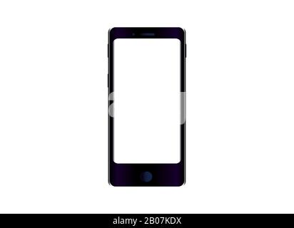 Téléphone portable noir avec écran blanc vide Illustration de Vecteur