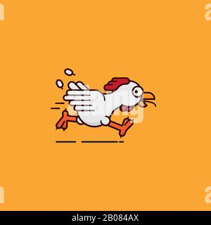 Illustration vectorielle de poulet en cours pour la Journée de la volaille le 19 mars. Symbole fugitif animal de ferme. Illustration de Vecteur