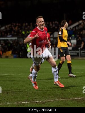 Adam Rooney célèbre la notation pour Salford City dans leur victoire de 4 à 0 contre Cambridge United. Stade Pirelli. 27/01/20. Banque D'Images