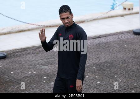 Chris Smalling de AS Roma vu lors du match d'entraînement de la Ligue d'Europe à Rome. Banque D'Images