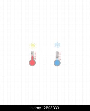 Thermomètre - basse température froide et température élevée et chaude. Illustration de Vecteur
