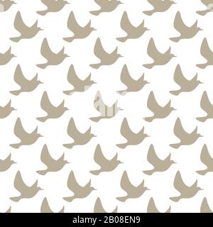 Silhouette volante motif oiseau naturel sans coutures sur blanc Illustration de Vecteur