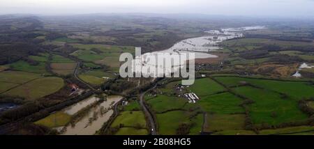 Leighton, Shropshire, Royaume-Uni 19th février 2020 la plaine inondable de la rivière Severn à Leighton près d'Ironbridge dans le Shropshire crédit: David Bagnall Banque D'Images