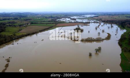 Leighton, Shropshire, Royaume-Uni 19th février 2020 la plaine inondable de la rivière Severn à Leighton près d'Ironbridge dans le Shropshire crédit: David Bagnall Banque D'Images