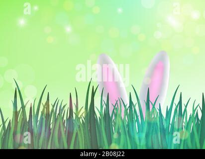 Oreilles de lapin parmi l'herbe Illustration de Vecteur