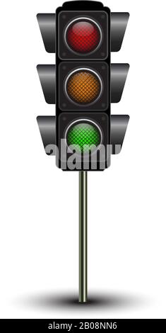 Feux de signalisation, feux de signalisation isolés sur fond blanc Illustration de Vecteur