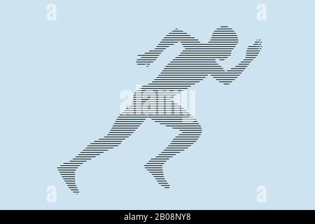 commencez à courir la silhouette du coureur athlète en lignes noires sur fond bleu Banque D'Images