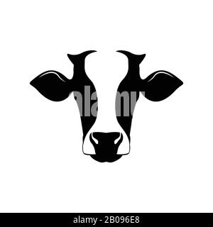 Tête d'une vache, illustration vectorielle d'une vache noire et blanche Illustration de Vecteur