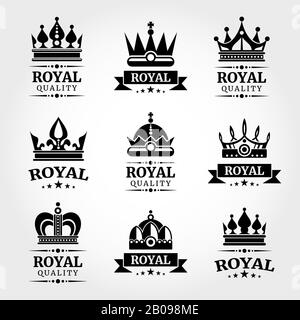 Modèles de logo Royal Quality Vector couronnes en noir et blanc Illustration de Vecteur