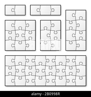 Pièces de puzzle vides vectorielles pour jeu de puzzle. Puzzle de puzzle de motif, puzzle de pièce d'illustration de jeu Illustration de Vecteur
