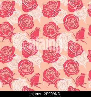 Modèle sans couture avec roses. Vintage amour abstrait vecteur arrière-plan avec rose rose, illustration des roses de fleurs Illustration de Vecteur