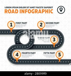 Plan de route, rue, autoroutes vecteur moderne infographies d'affaires. Plan d'affaires feuille de route, illustration de la route d'info Illustration de Vecteur