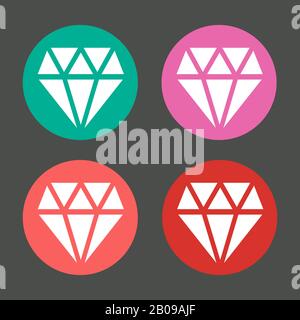 Le diamant vectoriel est défini dans les icônes de cercles colorés. Modèle d'illustration du bijou de forme Illustration de Vecteur