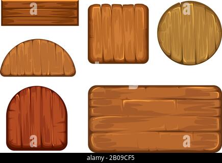 Jeu vectoriel d'étiquettes rétro en bois. Différentes formes de panneaux en bois. Illustration vectorielle de la planche à bois et de la planche à bois Illustration de Vecteur