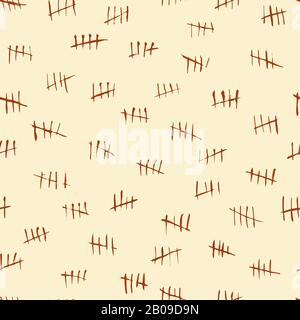 Tally scratch counting marks, les nombres en attente vectorisent un motif transparent. Tally grattez en prison, barré sur l'illustration murale Illustration de Vecteur