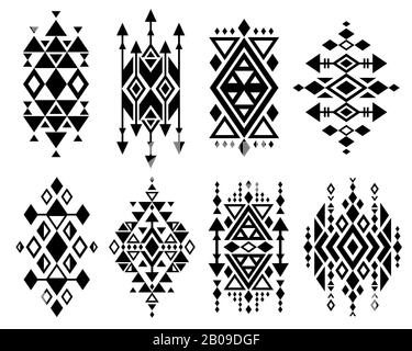 Logo vectoriel traditionnel aztèque mexicain vintage, imprimé navajo. Décoration design aztèque traditionnel, ilustation du tatouage tribal aztèque géométrique Illustration de Vecteur