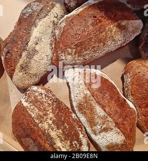 Gros plan sur le seigle, l'avoine et le pain de blé entier Banque D'Images