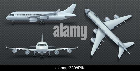 Avion, avion, avion, avion dans un autre point de vue vecteur. Ensemble de plan d'air avant et illustration supérieure Illustration de Vecteur