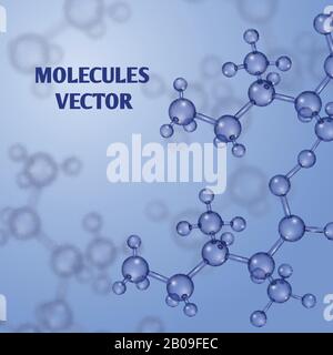 Fond nanotechnologique vectoriel chimique avec des molécules macro tridimensionnelles. Substance et schéma de structure moléculaire avec illustration des molécules Illustration de Vecteur