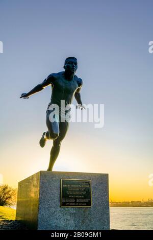 Statue Harry Jerome, Stanley Park, Vancouver, British Columbia, Canada Banque D'Images