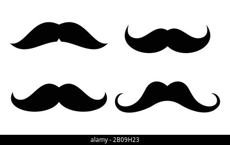 Les icônes de moustaches vectorielles sont définies en noir et blanc. Illustration de la moustache noire masculine Illustration de Vecteur