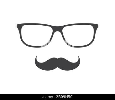 Lunettes vectorielles et icône de moustache en noir sur blanc. Illustration des éléments Hipster Illustration de Vecteur