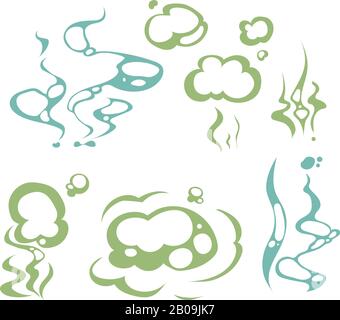 Arôme de dessin animé, odeurs, stench, nuages de vapeur d'eau. Sent les nuages ensemble, illustration de l'odeur toxique Illustration de Vecteur