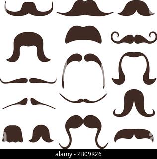 Drôle de bande dessinée moustaches vecteur comique. Jeu de moustache isolé sur fond blanc, illustration de la moustache en boucle Illustration de Vecteur