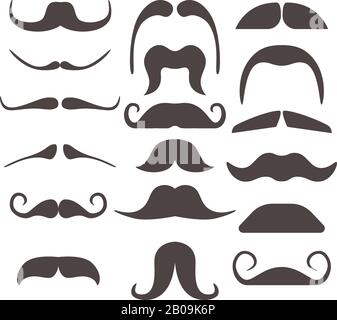 Fausses moustaches drôles pour le vecteur de masque de bouche. Collection de moustaches de mode, illustration de la moustache cury Illustration de Vecteur