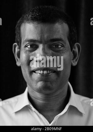 Mohamed Nasheed, est un politicien maldivien, qui a servi comme quatrième président des Maldives de 2008 à 2012. Il a été le premier président démocratiquement élu des Maldives et l'un des fondateurs du Parti démocratique maldivien. Banque D'Images