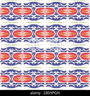 Rayures Estivales Audacieuses Bleu Rouge Sur Fond Blanc. Motif Mariner Style Moderne Sans Couture. Motif Ethnique Arabesque. Décoratif Brillant Illustration de Vecteur