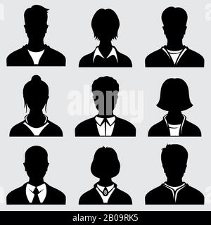 Silhouettes de tête de femme et d'homme, icônes vectorielles anonymes de personne. Personne anonyme homme et femme, icône de personne avatar illustration Illustration de Vecteur