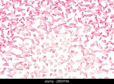 Fond vectoriel printanier avec pétales roses en chute de la fleur de sakura. Fleur de cerisier de printemps, illustration de la décoration de fleurs pétale de la nature Illustration de Vecteur