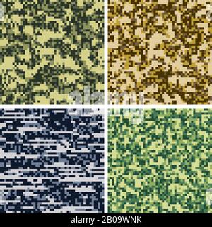 Camouflage militaire, tissu uniforme de l'armée vecteur des modèles sans couture. Arrière-plan uniforme militaire camouflage, illustration tissu militaire pixel camouflage Illustration de Vecteur