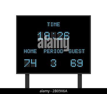 Carte électronique numérique vectorielle avec compétition de football ou de football. Tableau de bord avec concours de résultats, illustration du tableau de score avec informations Illustration de Vecteur