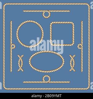 Cadres vectoriels de cordes nautiques. Illustration de la ligne de modèle de corde marine Illustration de Vecteur