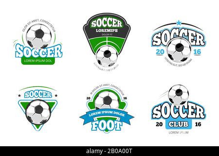 Football, logo vectoriel du club de football, jeu de modèles de badge. Illustration de l'étiquette de l'emblème du football Illustration de Vecteur