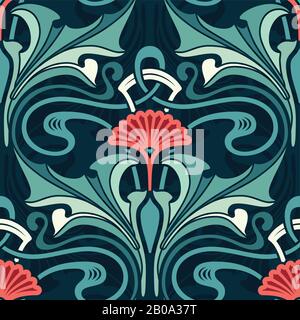 Motif fleuri sans couture, style Art nouveau Illustration de Vecteur
