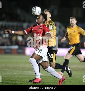 Newport, Royaume-Uni. 19 février 2020. Brandon Thomas-Asante de Salford City lors du match semi-final du trophée EFL entre le comté de Newport et la ville de Salford à Rodney Parade, Newport, Pays de Galles, le 19 février 2020. Photo De Dave Peters. Utilisation éditoriale uniquement, licence requise pour une utilisation commerciale. Aucune utilisation dans les Paris, les jeux ou une seule publication de club/ligue/joueur. Crédit: Uk Sports Pics Ltd/Alay Live News Banque D'Images