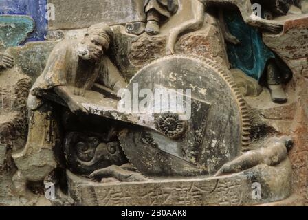 CHINE, DAZU, VALLÉE DES BOUDDHAS, STATUES ANCIENNES Banque D'Images