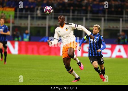 Geoffrey kondogbia (valencia cf) pendant Atalanta vs Valencia, Milano, Italie, 19 février 2020, Football Champions League Men Championship Banque D'Images