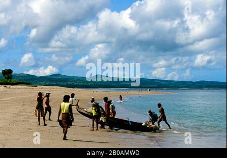 INDONÉSIE, SAWU (SEBA) PÊCHEURS DE L'ÎLE VENANT À TERRE Banque D'Images