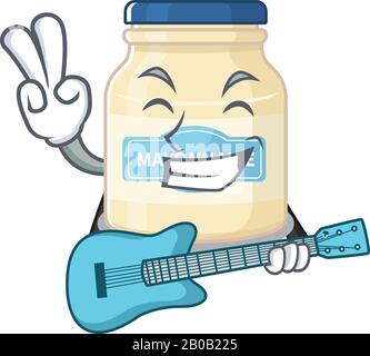 Une photo de mayonnaise avec jouer une guitare Illustration de Vecteur