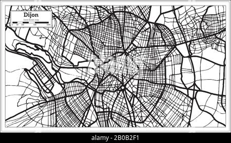 Carte De Dijon France En Couleur Noire Et Blanche. Illustration Vectorielle. Carte Des Contours. Illustration de Vecteur