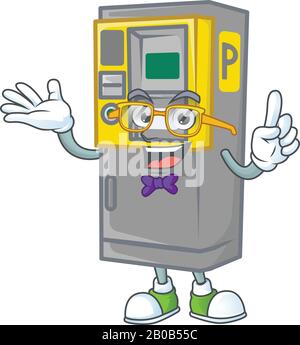 Le caractère Geek de la conception de mascotte de machine à tickets de parking Illustration de Vecteur