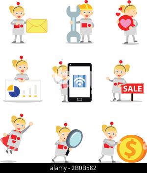 Définir le caractère de robot féminin dans ce film est intéressant. Illustration de Vecteur