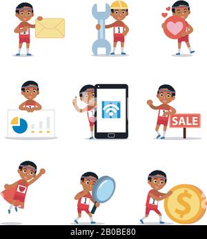 Jeu de personnage homme dans la pratique du coureur marathon. Illustration de Vecteur